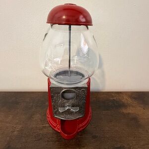 Carousel 1985 Vintage Gum Ball Machine Petite 9” Metal Glass Globe